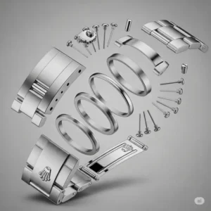 An exploded view of a rolex watch band replacement