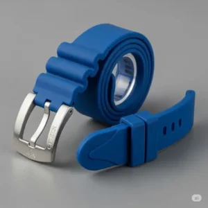 A vibrant blue silicone citizen replacement watch bands, perfect for Citizen dive watches, shown on a flat surface.