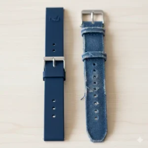 A comparison of a new Nautica watch strap replacement next to the old one.
