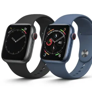 A side-by-side comparison of the apple watch series 5 vs 6, highlighting the subtle design differences and various color options.
