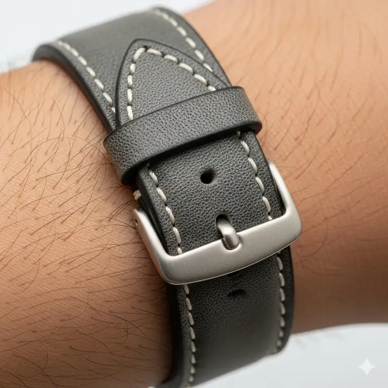 This featured image shows a close-up of a stylish leather watch strap, highlighting why they are a great example of cheap watch straps that don't compromise on qualitycheap watch straps