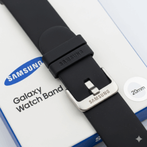 An image showing the original Samsung 20mm Galaxy Watch band, highlighting its official branding and design.