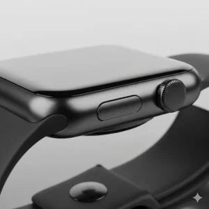 Side view of the Apple Watch MTF32LL/A showing the Digital Crown and side button.