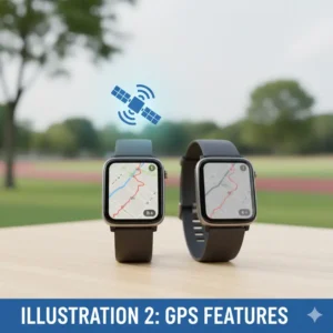 An illustration demonstrating the improved GPS accuracy and tracking capabilities of the Fitbit Charge 6 vs 4 during an outdoor run. 