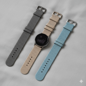 The new Fabric Band for the galaxy watch 6 44mm bands, shown in various colors, emphasizing its lightweight and adjustable design for comfortable sleep tracking.