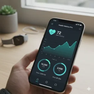 A smartphone screen displaying a health app with heart rate data, representing an alternatives to fitbit for monitoring vital signs. 