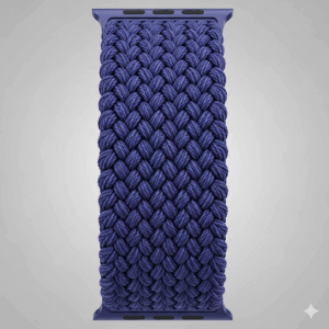 A front view of a braided Solo Loop stretch watch band for Apple Watch, showcasing its seamless design.