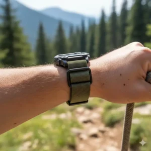 A stylish elastic watch strap for men, showcasing a rugged yet comfortable design ideal for daily activities.