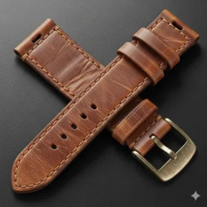  A distressed vintage brown leather watch band, showcasing how cheap watch straps can still provide a classic, timeless look.