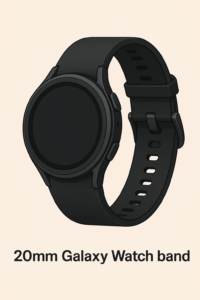 A helpful compatibility chart illustrating which Galaxy Watch models are compatible with a 20mm Galaxy Watch band size.