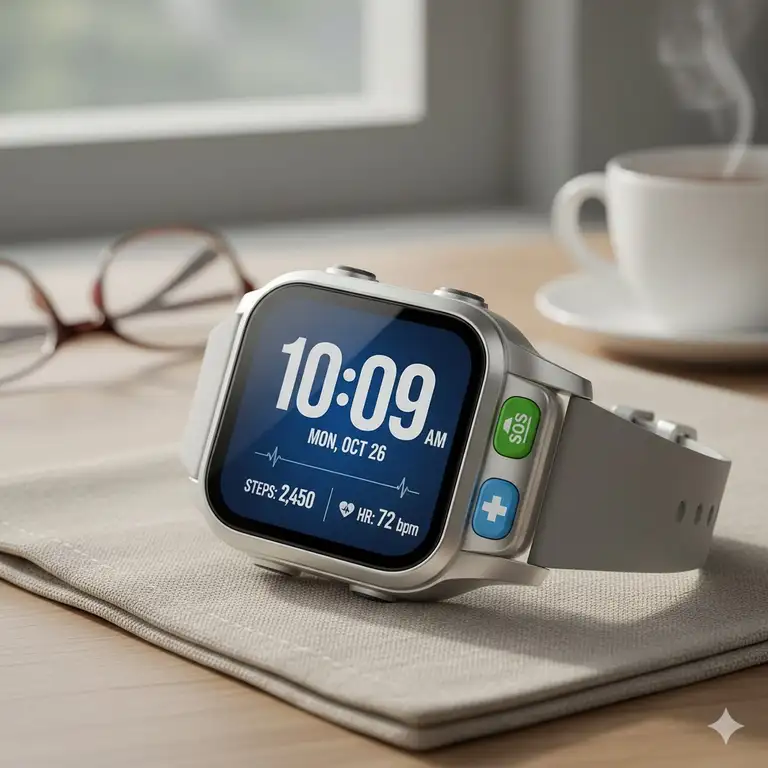 A clear photo of digital watches for elderly with a large display and easy-to-use buttons, highlighting its accessibility features.