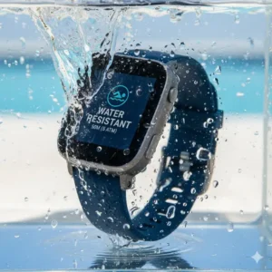 Highlighting the water resistance rating of the best fitbit for swimmers (5 ATM). 