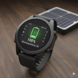 Clear view of the long-lasting battery life indicator on a new generation activity tracker with altimeter. 