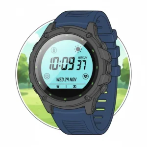 A clear digital watch display shown in bright sunlight, highlighting its excellent readability outdoors, a key feature of the best digital watch for men.