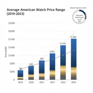 Bar graph illustrating the average price range of American watches over the last five years.