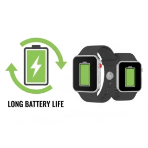 Icon representing the long battery life feature, crucial for reliable use of digital watches for elderly without frequent charging.