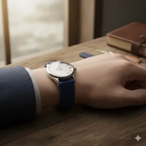 Stylish perlon watch strap worn on a wrist, showcasing one of many available watch strap accessories for a casual look.