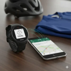 Seamlessly syncing performance data from the biking activity tracker to a mobile device. 