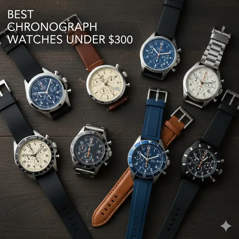 A large collection of the best chronograph watches under $300, featuring diverse styles and brands.best chronograph watches under 300