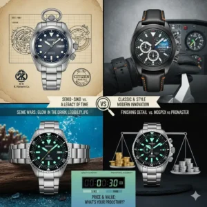 Visualizing the brand heritage and history of seiko vs citizen which is better for collectors.