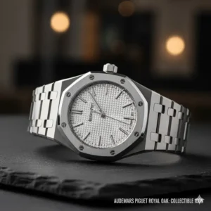 The iconic Audemars Piguet Royal Oak with its octagonal bezel, illustrating a truly collectible piece from one of the top luxury watch brands for investment.