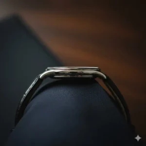 Side profile of an ultra-slim dress watch, highlighting why it is one of the best watches for formal occasions.