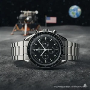 The historically significant Omega Speedmaster "Moonwatch," a great entry point into top luxury watch brands for investment with strong heritage.