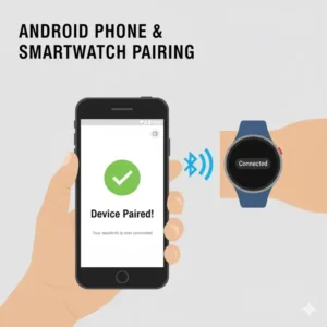 A shot of an Android phone successfully paired via Bluetooth to a compatible smartwatch, showing seamless connection for the best smartwatches for Android users.