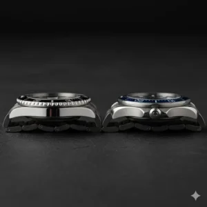 Side profile shot showing the case thickness and overall wearability in this detailed rolex submariner vs omega seamaster comparison analysis.