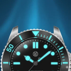 A magnified view of a stainless steel unidirectional rotating bezel on a dive watch. The bezel is essential for measuring dive time and is one of the top things to consider what to look for when buying a dive watch.