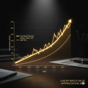 A graph showing the strong market performance and price appreciation of watches with best resale value 2025 compared to other assets.