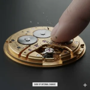 Microscopic view of mechanical wear indicating how often should you service a mechanical watch to avoid damage.