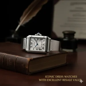 An elegant Cartier Tank watch, confirming that non-sports models are also strong candidates for watches with best resale value 2025.