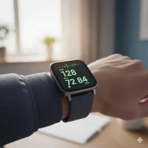 A close-up demonstration of the best smartwatch for blood pressure monitoring featuring an inflatable wrist cuff for medical accuracy.