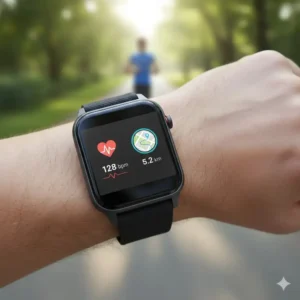 A person running while using one of the best budget smartwatches under 100 for fitness tracking.