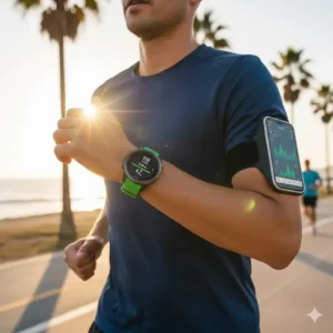 A Garmin watch for athletes, one of the best smartwatches compatible with iPhone and Android for health data.