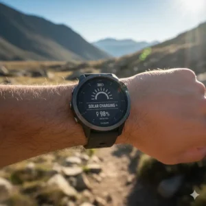 Outdoor sunlight charging the long-lasting battery of the best smartwatches for fitness tracking.