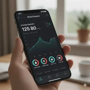 A digital health dashboard showing blood pressure trends synced from the best smartwatch for blood pressure monitoring.