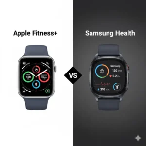 Battery and power apple watch vs samsung galaxy watch comparison featuring the magnetic chargers and estimated usage hours.