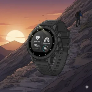 Heart rate and blood oxygen tracking screen on the best watches for hiking and outdoor adventures for fitness monitoring.