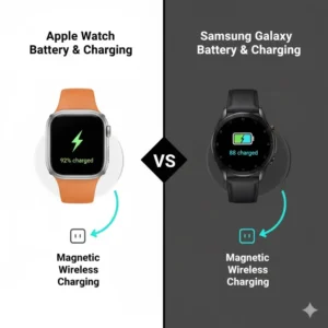Market value apple watch vs samsung galaxy watch comparison displayed in a chart comparing different price points and model tiers.