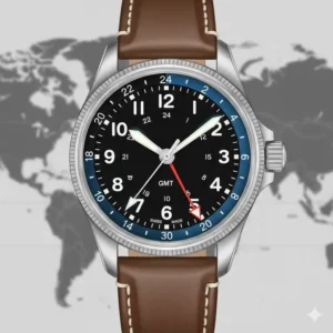 A circular slide rule bezel used for navigation on the best watches for pilots.