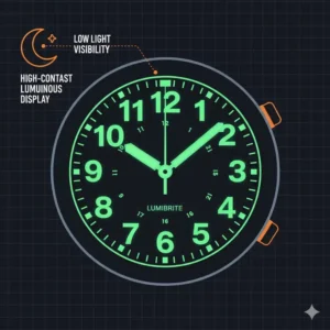 High-visibility luminous dial display designed for the best watches for construction workers in low light.