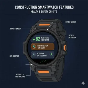 Rugged smartwatch features and health tracking sensors for the best watches for construction workers.