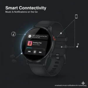 Smart notifications and music control features being used on the best watches for athletes for a phone-free workout.