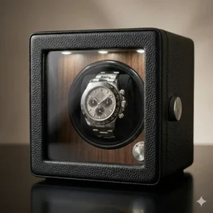 A sleek single-unit model showcasing why this is one of the best watch winders for luxury watches.