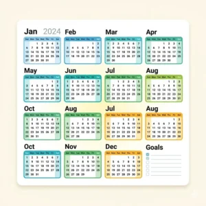 Illustration 1: A 300x300 illustration showing a 12-month grid layout for a yearly wall planner.
