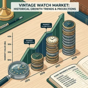 A professional market growth chart helping collectors answer the question should you invest in vintage watches based on historical data.