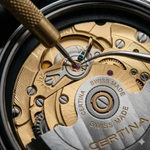 2: A Certina DS Action Diver on a wrist, highlighting its status as one of the most underrated swiss watch brands for divers.