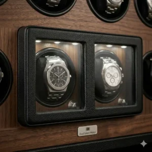 A dual-rotor silent display, often cited as one of the best watch winders for luxury watches.